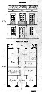  Einfamilienhaus, Aufriss, Grundriss, 1860 